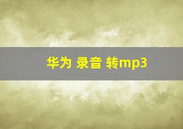 华为 录音 转mp3